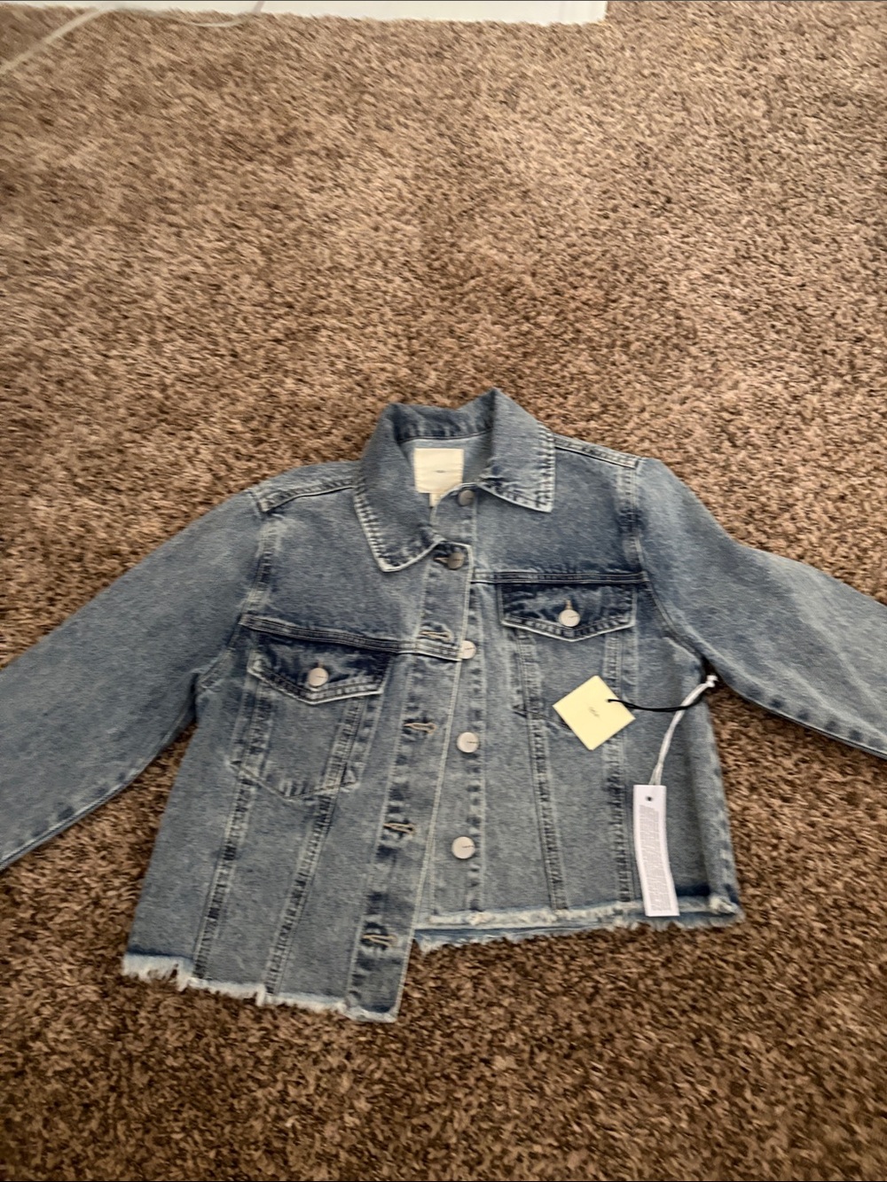 Girls Light Blue Denim Jacket with Frayed Hem